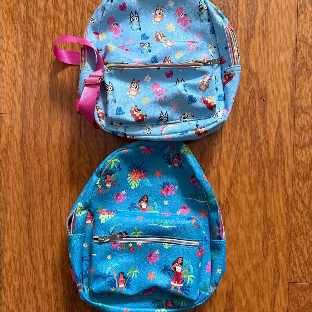 Lot of 2 Disney girls backpacks bookbag Moana and bluey Blue Kids Backpack Set